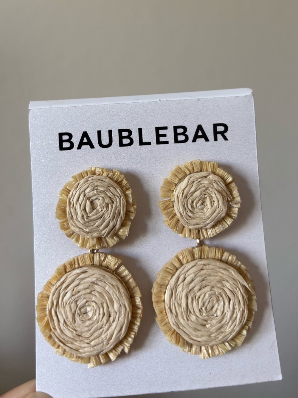 Baublebar Women's Fringed Circle Raffia Drop Earrings in Natural